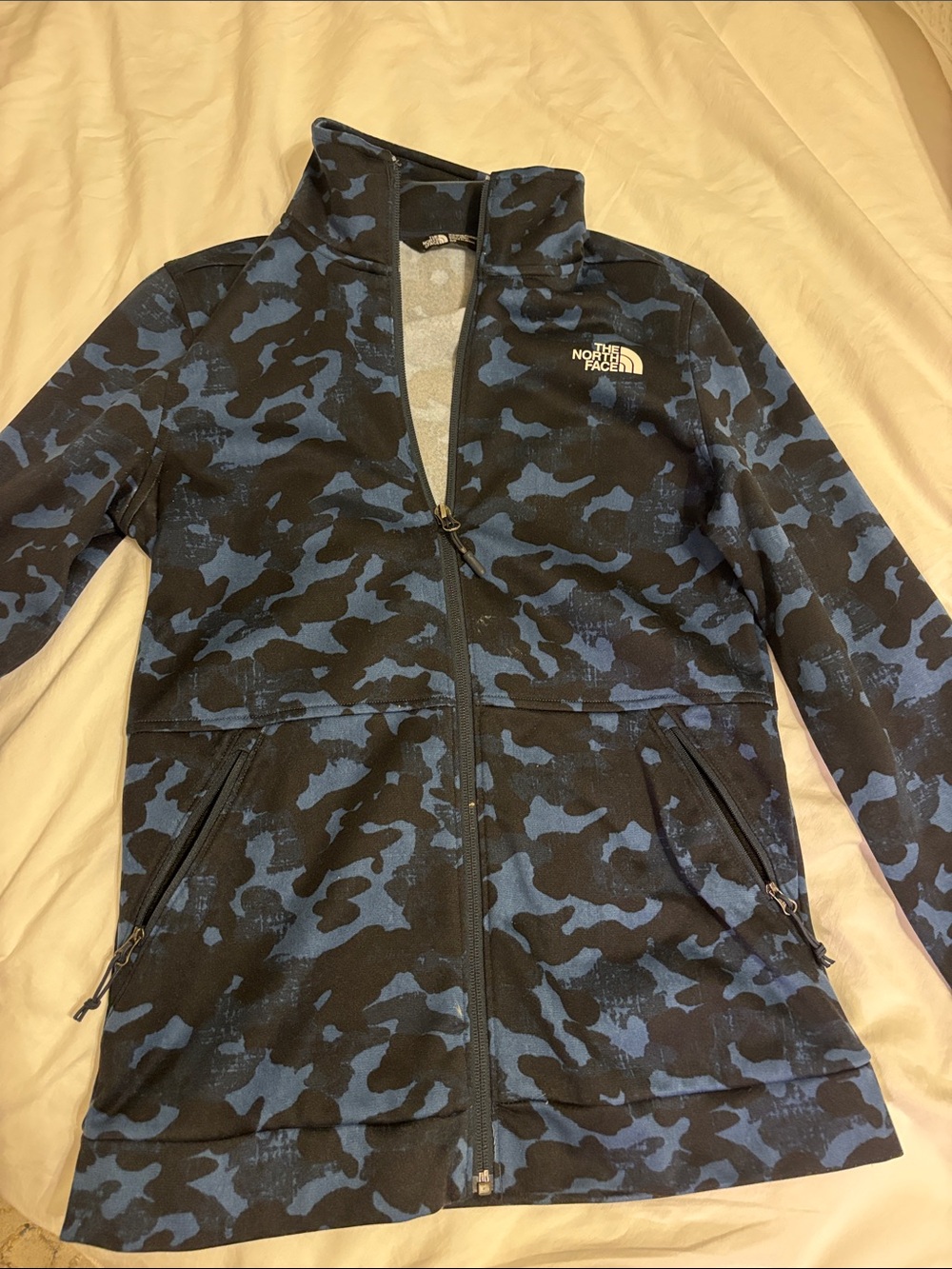 The North Face Kids Blue & Black Camo Full-Zip Jacket